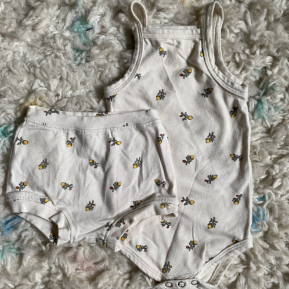 Arq Organic Cotton Bodysuit + Bloomers Bundle in Calico